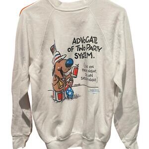 Vintage 80s Two Party System- Friday and Saturday Cut Tag Crewneck Medium